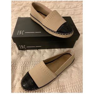 Fabric Bedazzled Closed Toe Espadrille Flats